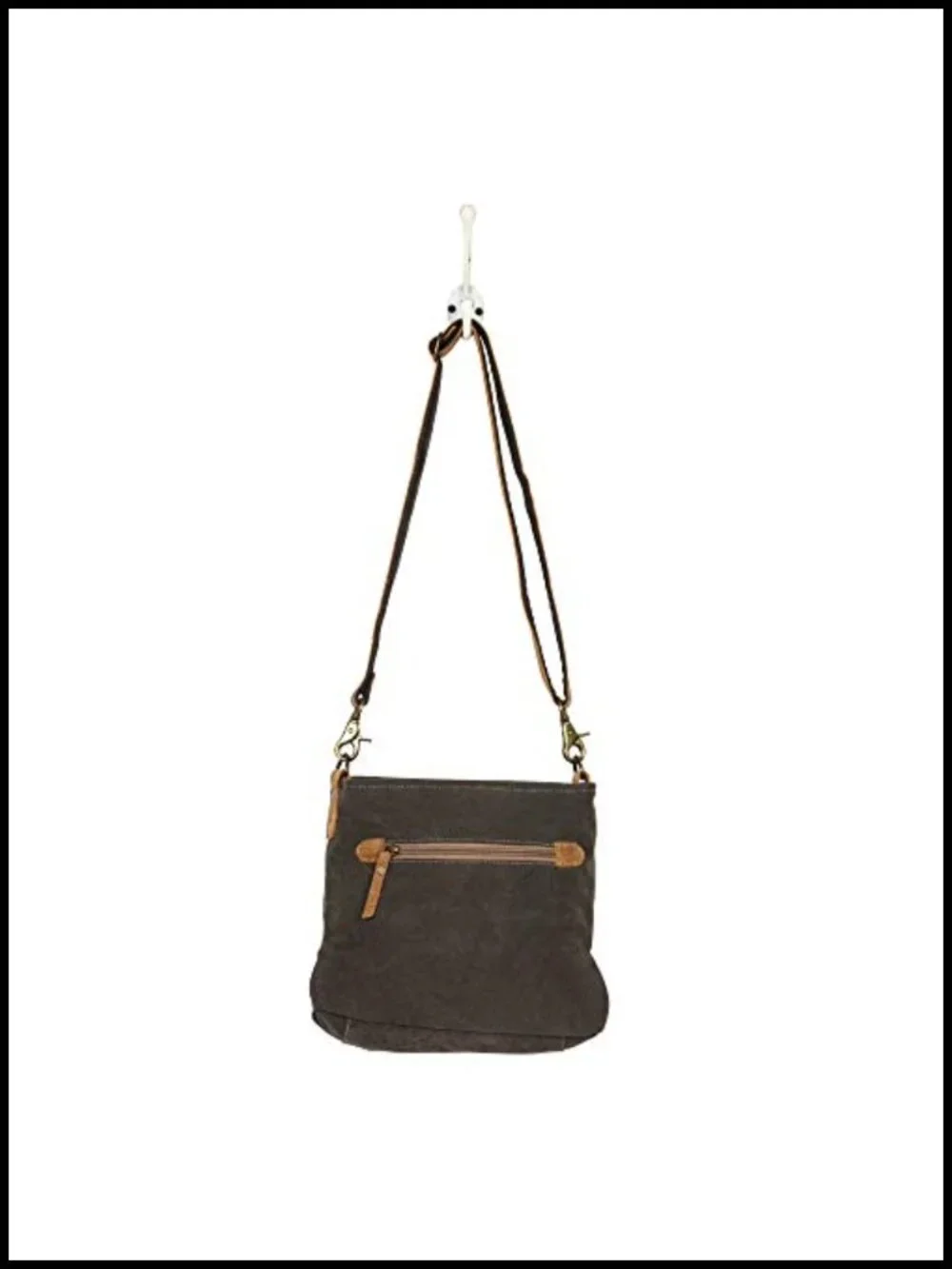 Canvas Shoulder Bag with Real Leather Detailing, Aztec Print Boho Handbag